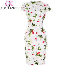 Grace Karin 17 Patterns Cap Sleeve bedruckt Cherry Baumwolle Retro Vintage Pinup Kleid CL007597-16